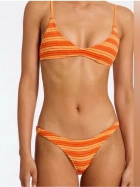 NWT Triangl Maia Orange Striped Terry Cloth Bikini Set - Size Small